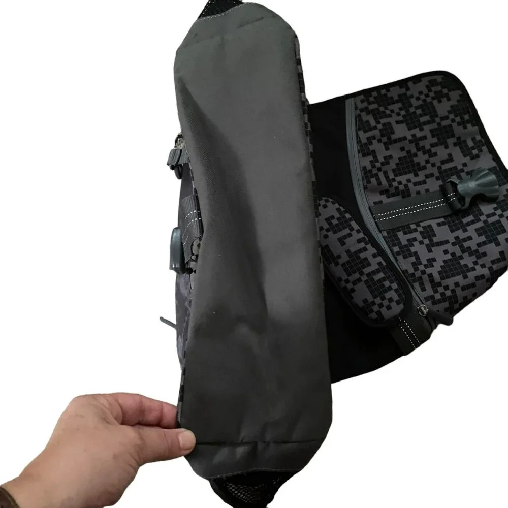 PB Teen Black &‎ Gray Digital Camo Messenger Bag With Adjustable Strap
